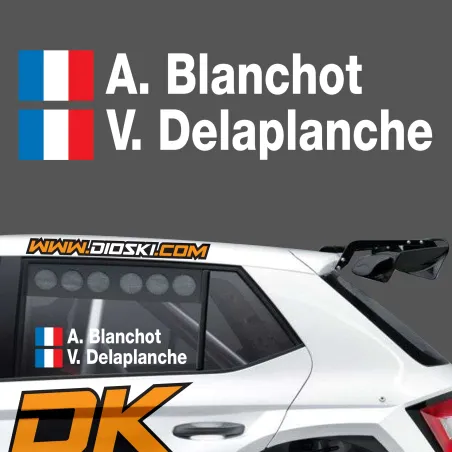 Lettrage rallye noms pilote copilote WRC