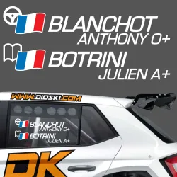 Lettrage rallye noms pilote copilote 10
